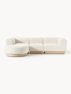 Sofá modular con reposapiés de borreguillo bouclé Natalie (3 plazas)