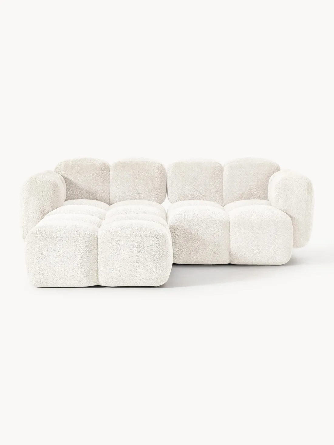 Sofá modular de borreguillo bouclé con reposapiés Tayla (3 plazas)