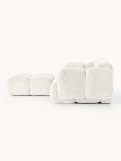 Sofá modular de borreguillo bouclé con reposapiés Tayla (3 plazas)