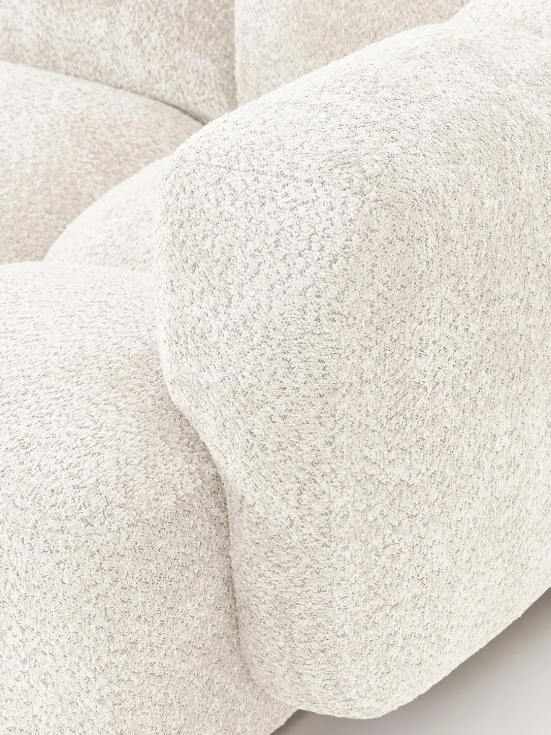 Sofá modular de borreguillo bouclé con reposapiés Tayla (3 plazas)