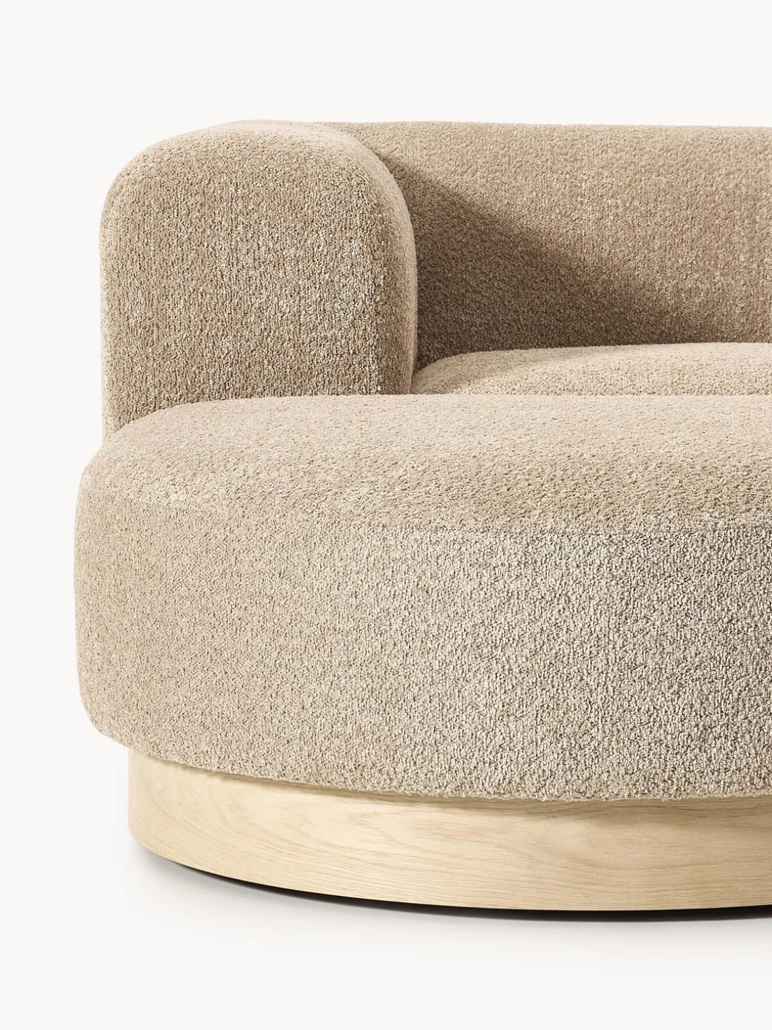 Sofá modular de borreguillo bouclé con reposapiés Natalie (3 plazas, izquierda/derecha)