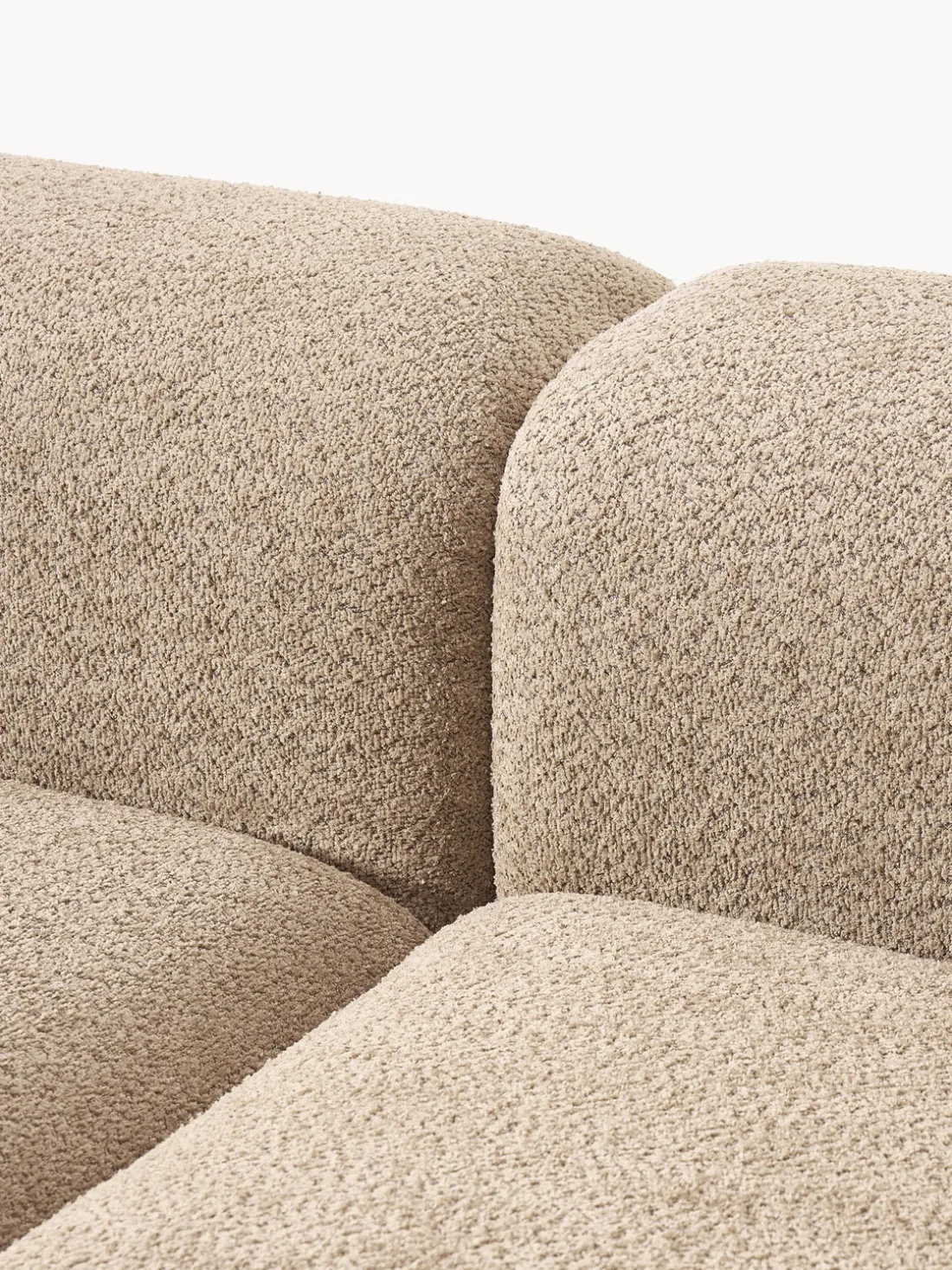 Sofá modular de borreguillo bouclé con reposapiés Natalie (3 plazas, izquierda/derecha)