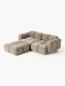 Sofá modular de borreguillo bouclé con reposapiés Tayla (3 plazas)