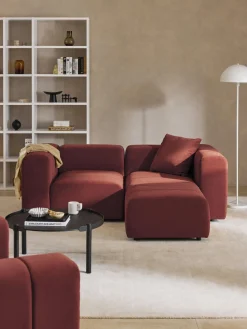 Sofá modular de terciopelo con reposapiés Lena (3 plazas)