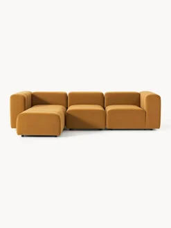 Sofá modular de terciopelo con reposapiés izquierdo/derecho Lena (4 plazas)