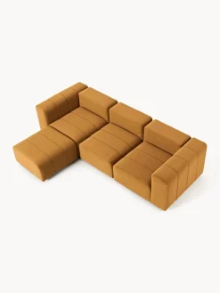 Sofá modular de terciopelo con reposapiés izquierdo/derecho Lena (4 plazas)