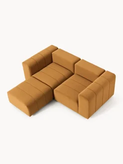 Sofá modular de terciopelo con reposapiés Lena (3 plazas)