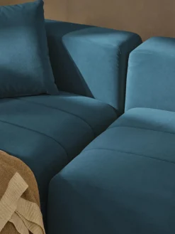 Sofá modular de terciopelo con reposapiés Lena, (3 plazas)