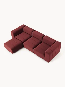 Sofá modular de terciopelo con reposapiés Lena (4 plazas)