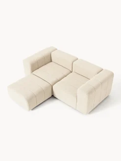 Sofá modular en tejido bouclé con reposapiés izquierdo/derecho Lena (3 plazas)