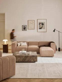 Sofá modular en tejido bouclé con reposapiés izquierdo/derecho Lena (4 plazas)