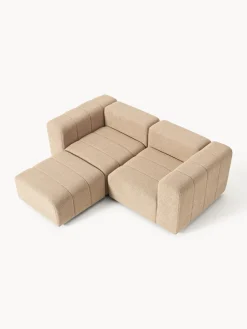 Sofá modular en tejido bouclé con reposapiés izquierdo/derecho Lena (3 plazas)