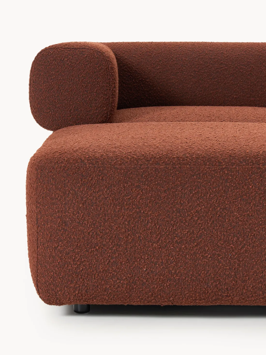 Sofá modular en tejido bouclé Anton (4 plazas), con reposapiés (izquierda/derecha)