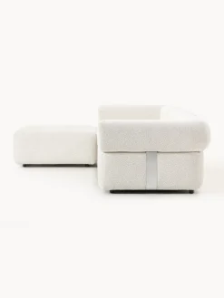 Sofá modular en tejido bouclé Anton (4 plazas), con reposapiés (izquierda/derecha)