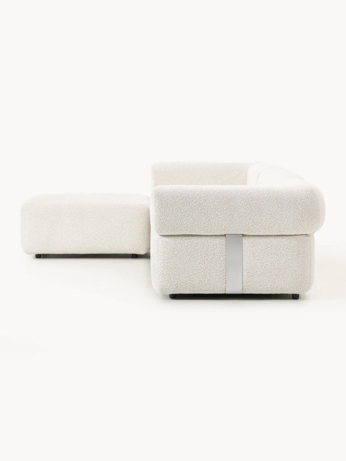 Sofá modular en tejido bouclé Anton (4 plazas), con reposapiés (izquierda/derecha)