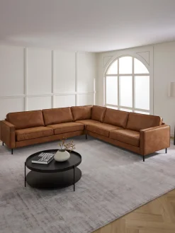 Sofá rinconera extra grande de cuero reciclado Hunter