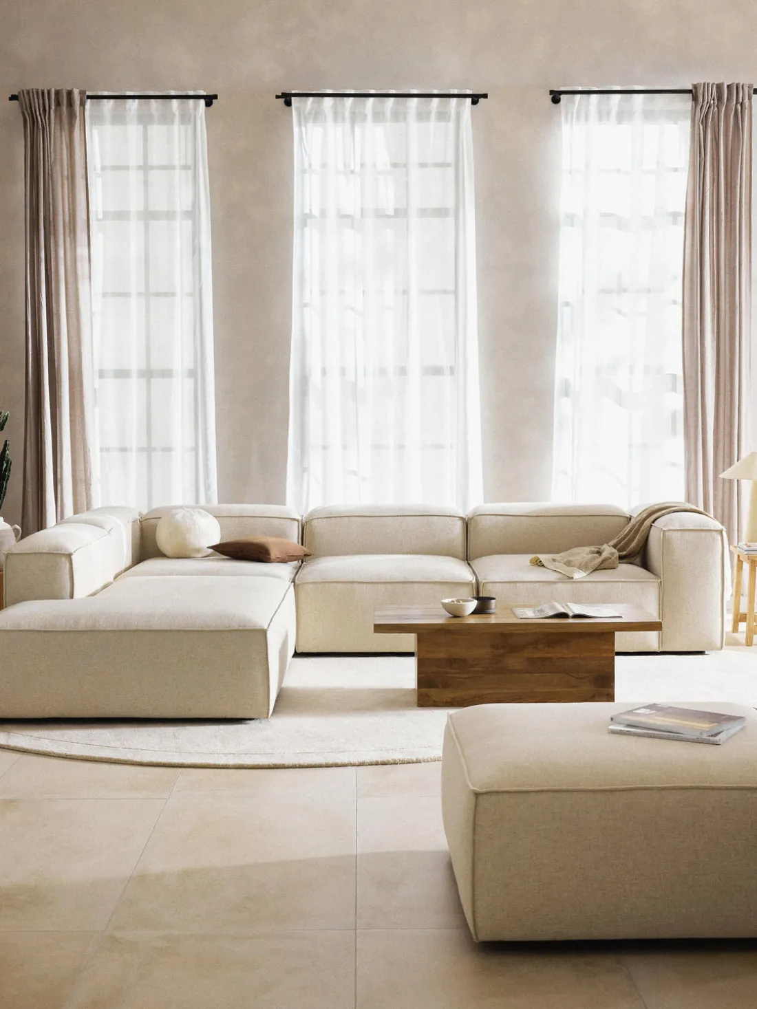 Sofá rinconera grande de mezcla de lino Lennon