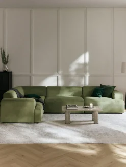 Sofá rinconera grande de pana Melva (4 plazas)