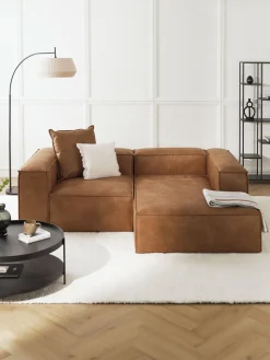 Sofá rinconera modular de cuero Lennon