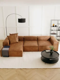 Sofá rinconera modular de cuero reciclado Lennon