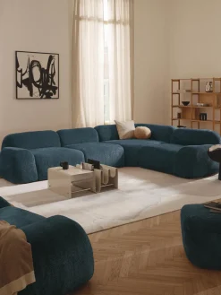 Sofá rinconera modular de borreguillo bouclé Wolke (4 plazas)