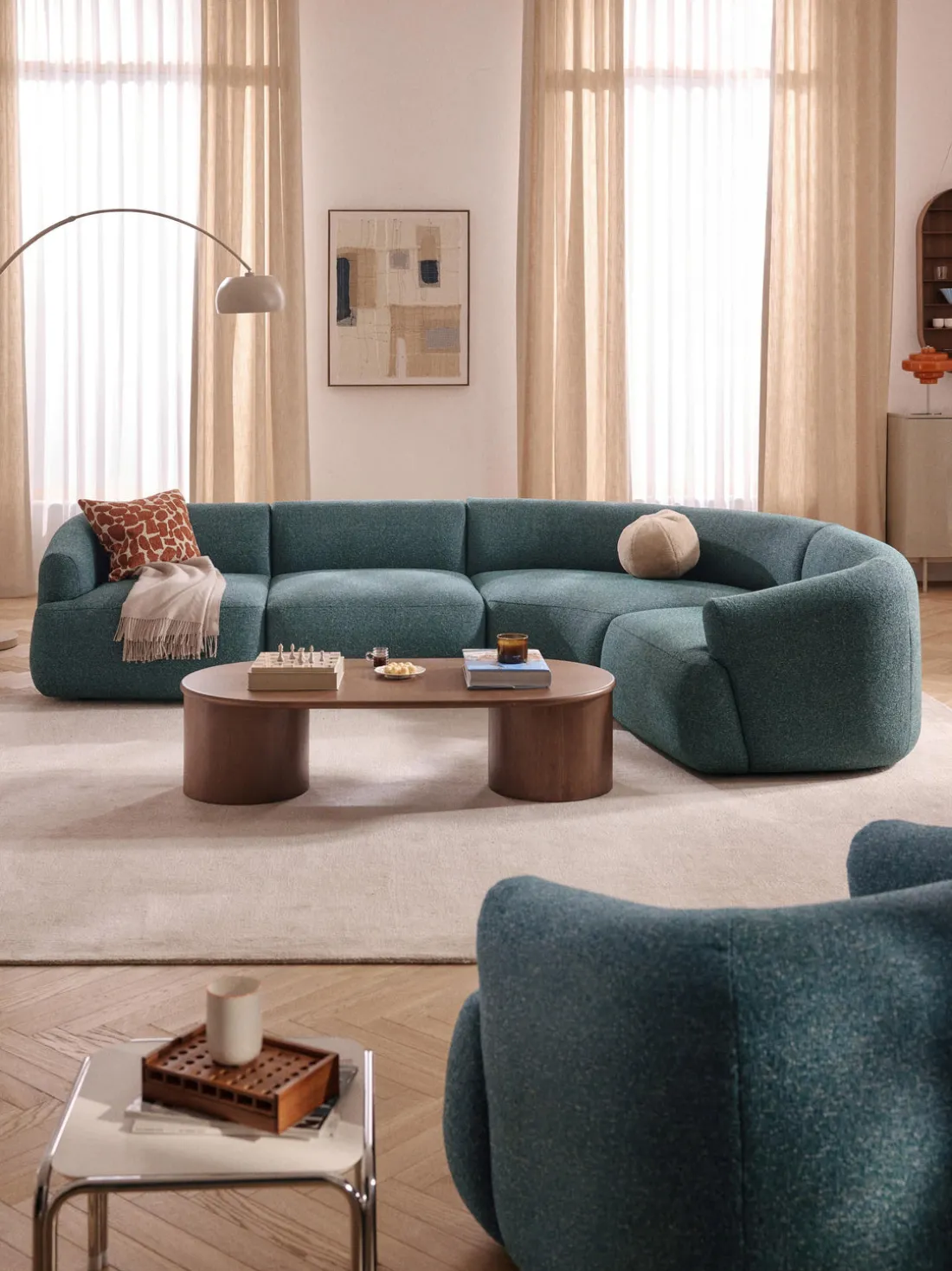 Sofá rinconera modular en tejido bouclé Sofia (4 plazas)