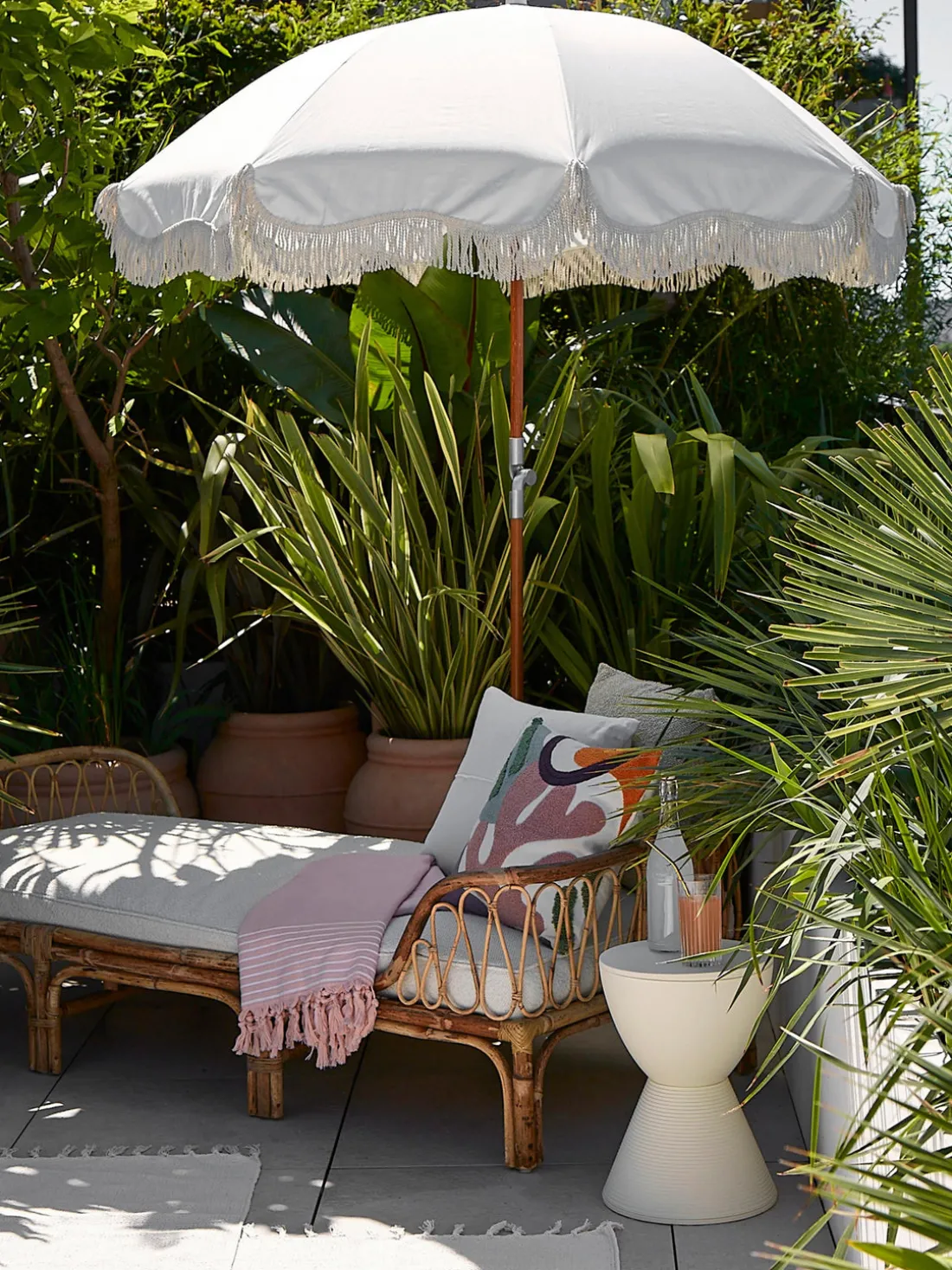 Sombrilla con flecos plegable Retro, Ø 180 cm