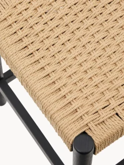 Taburete alto de madera de roble con asiento trenzado Yalia