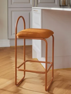 Taburete alto en tejido bouclé Angui