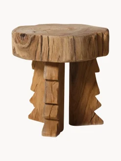 Taburete artesanal de madera de teca Carved