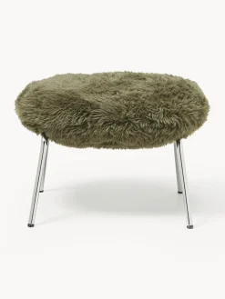 Taburete de cuero sintético con patas de metal Luan