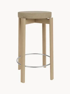 Taburete de madera de roble en tejido bouclé Passage