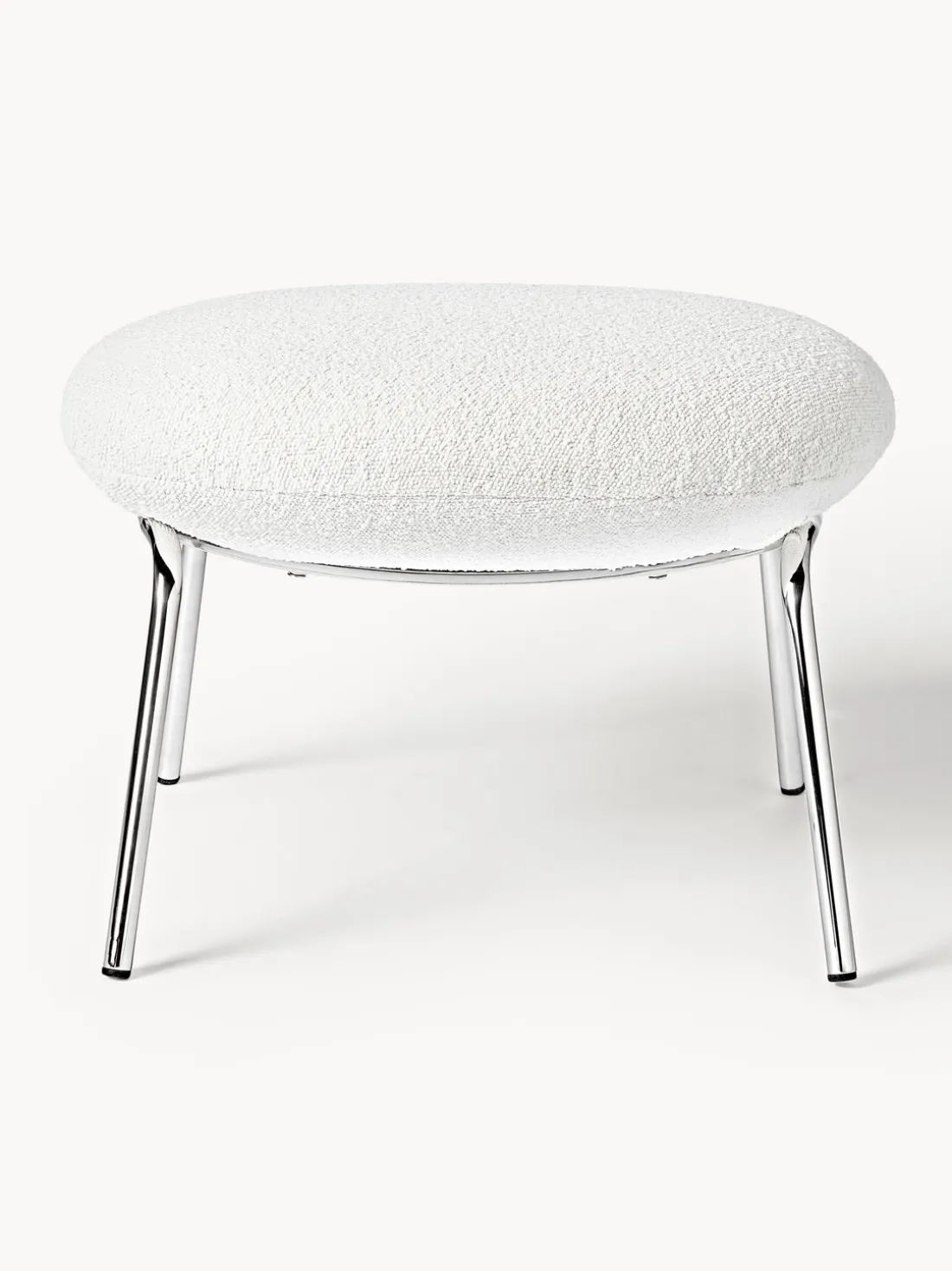 Taburete en tejido bouclé con patas de metal Luan