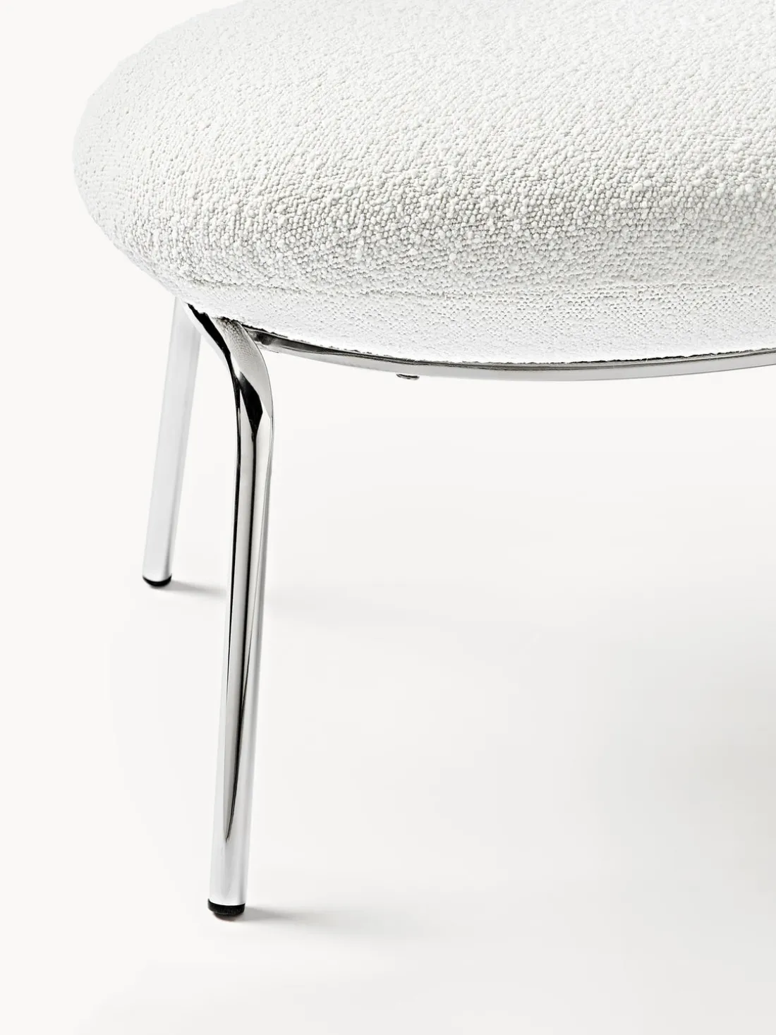 Taburete en tejido bouclé con patas de metal Luan