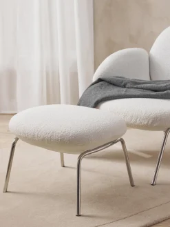 Taburete en tejido bouclé con patas de metal Luan