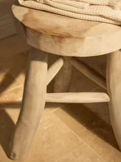 Taburete redondo de madera de mungur Beachside