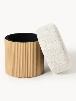 Taburete tapizado en borreguillo bouclé con espacio de almacenamiento Nala