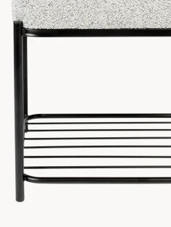 Taburete tapizado en tejido bouclé con estante Milou