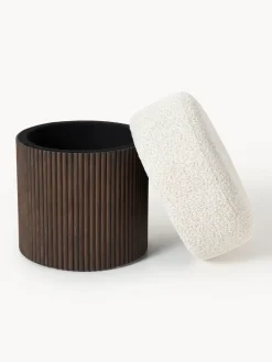 Taburete tapizado en tejido borreguillo bouclé con espacio de almacenamiento Nala