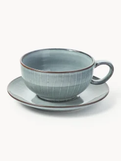 Taza artesanal con platillo Nordic Sea