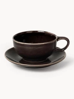 Taza con platito artesanal arteasanal Nordic Coal