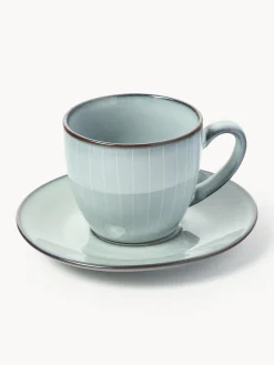 Taza de café con platito artesanal Nordic Sea