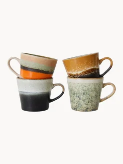 Tazas artesanales con esmalte reactivo 70s, 4 uds.