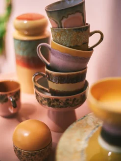 Tazas artesanales de gres 70's, 4 uds.