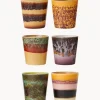 Tazas artesanales de gres 70's, 6 uds.