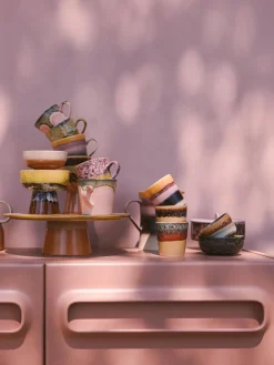 Tazas artesanales de gres 70's, 6 uds.