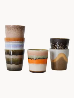 Tazas artesanales esmaltada 70s, 6 uds.