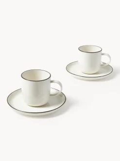 Tazas con platitos de porcelana Facile, 2 uds.