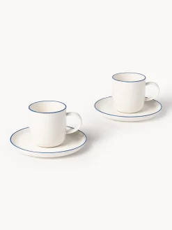 Tazas con platitos de porcelana Facile, 2 uds.