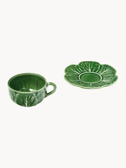 Tazas con platitos pintadas a mano Cabbage, 4 uds.